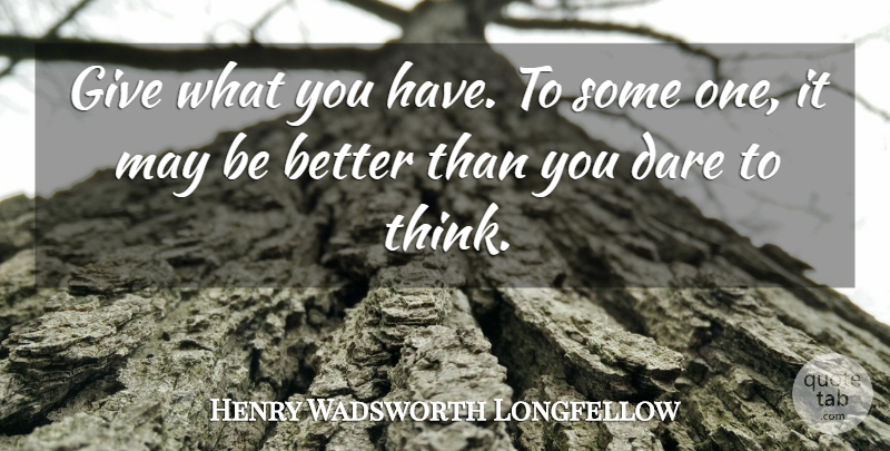 Henry Wadsworth Longfellow Quote About Inspirational, Life, Kindness: Give What You Have To...