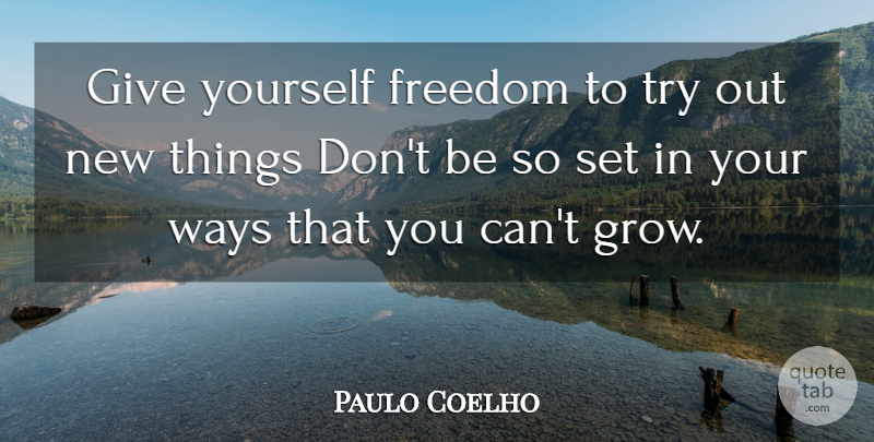 Paulo Coelho Quote About Giving, Trying, Way: Give Yourself Freedom To Try...