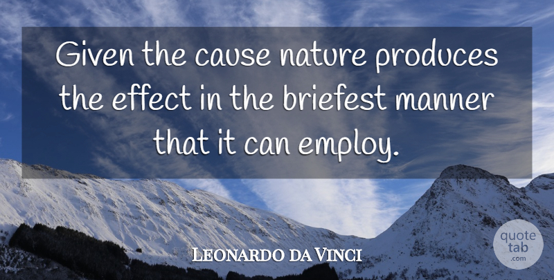 Leonardo da Vinci Quote About Nature, Causes, Produce: Given The Cause Nature Produces...