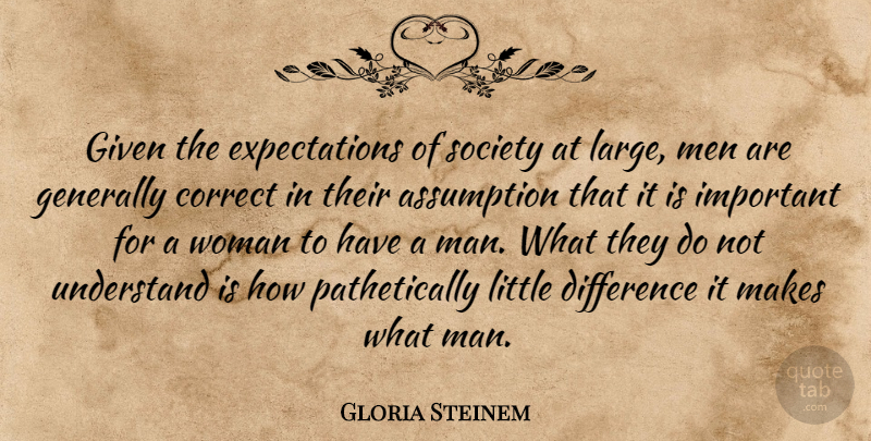Gloria Steinem Quote About Marriage, Men, Differences: Given The Expectations Of Society...