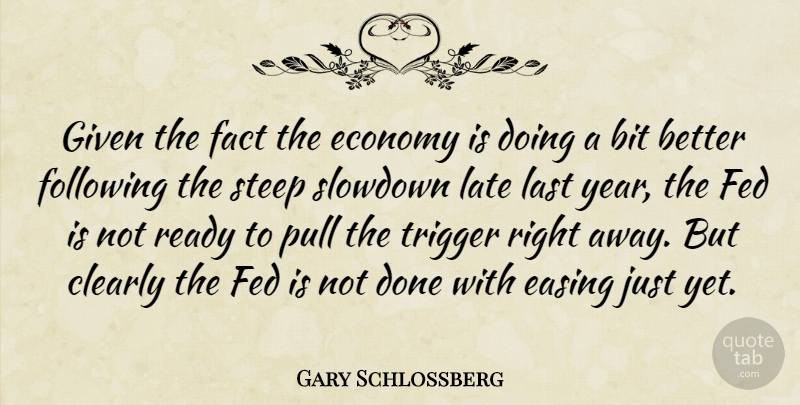 Gary Schlossberg Quote About Bit, Clearly, Easing, Economy, Fact: Given The Fact The Economy...