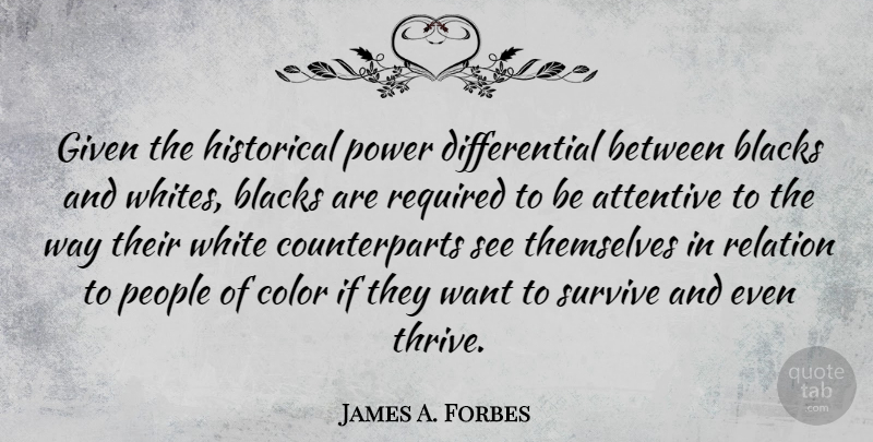 James A. Forbes Quote About Attentive, Blacks, Given, Historical, People: Given The Historical Power Differential...