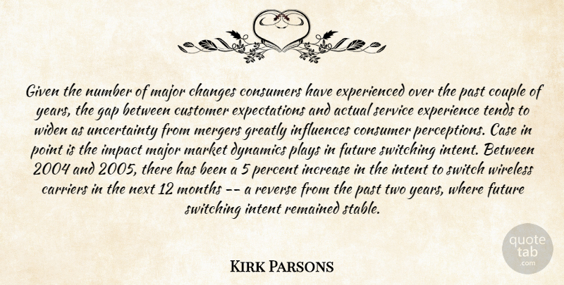 Kirk Parsons Quote About Actual, Carriers, Case, Changes, Consumers: Given The Number Of Major...