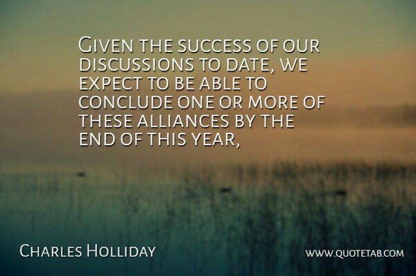 Charles Holliday Quote About Conclude, Expect, Given, Success: Given The Success Of Our...