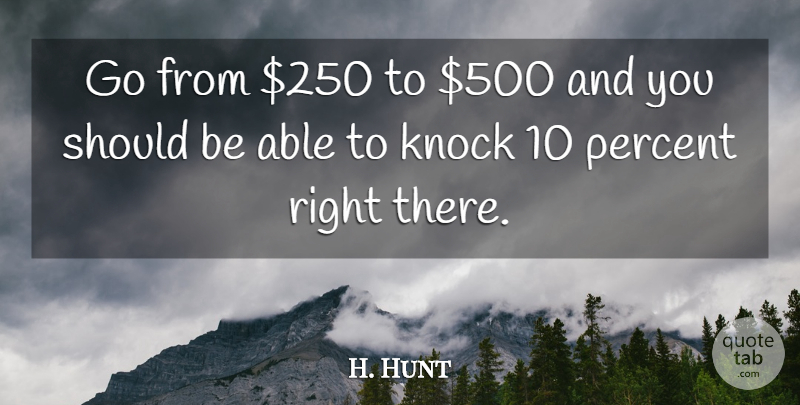 H. Hunt Quote About Knock, Percent: Go From 250 To 500...