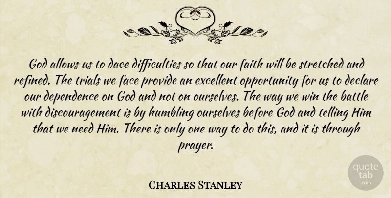 Charles Stanley Quote About Faith, Religious, Prayer: God Allows Us To Dace...