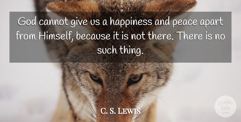 C. S. Lewis Quote About Inspirational, Happiness, Religious: God Cannot Give Us A...