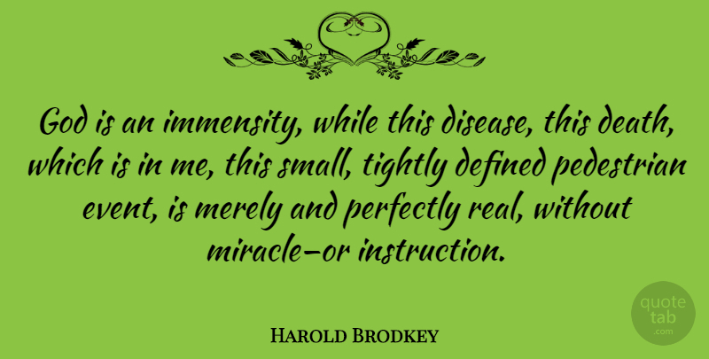 Harold Brodkey Quote About Real, Miracle, Disease: God Is An Immensity While...