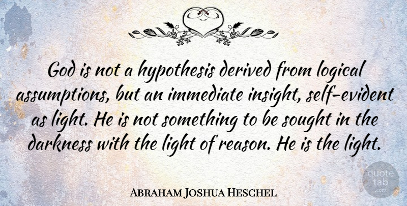 Abraham Joshua Heschel Quote About Self, Light, Darkness: God Is Not A Hypothesis...