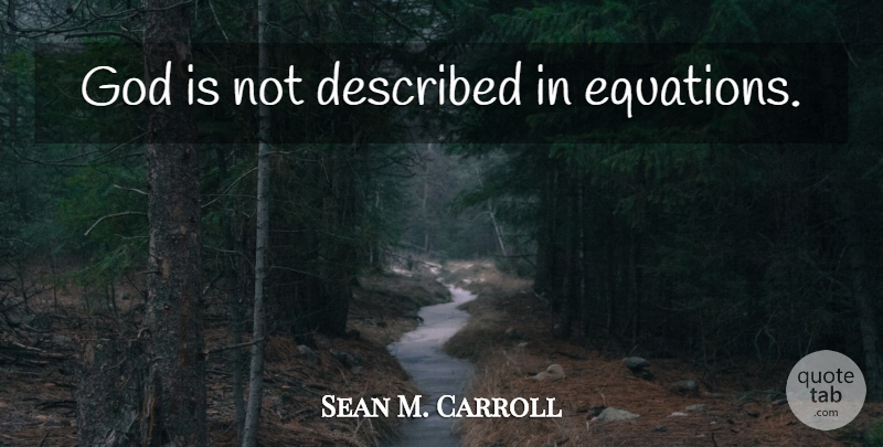 Sean M. Carroll Quote About Equations: God Is Not Described In...