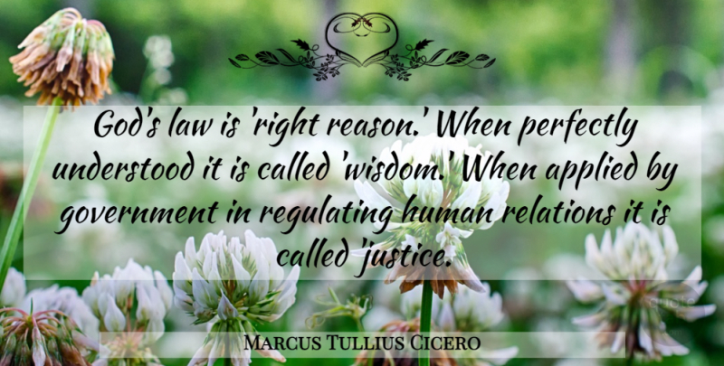 Marcus Tullius Cicero Quote About Government, Law, Justice: Gods Law Is Right Reason...