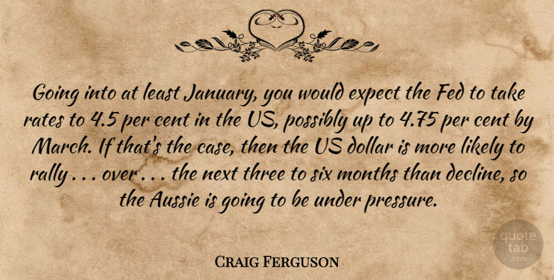 Craig Ferguson Quote About Aussie, Cent, Dollar, Expect, Fed: Going Into At Least January...