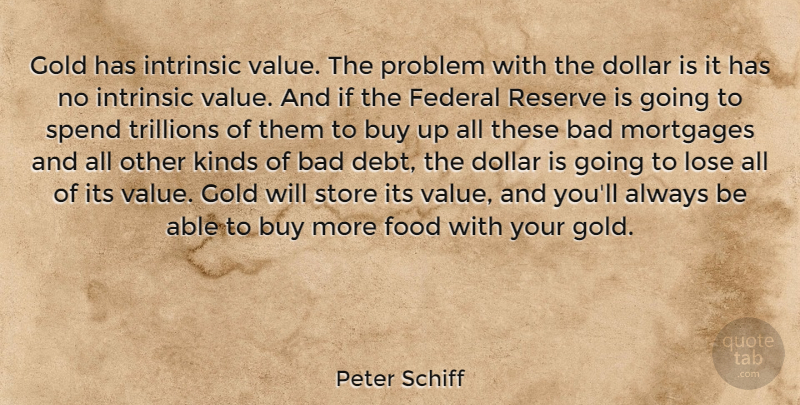Peter Schiff Quote About Gold, Debt, Able: Gold Has Intrinsic Value The...