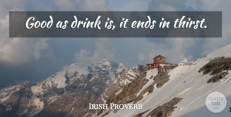 Irish Proverb Quote About Drink, Ends, Good: Good As Drink Is It...