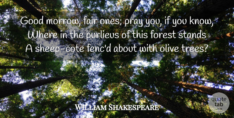 William Shakespeare Quote About Sheep, Tree, Olives: Good Morrow Fair Ones Pray...