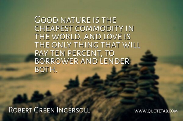 Robert Green Ingersoll Quote About Love, World, Pay: Good Nature Is The Cheapest...