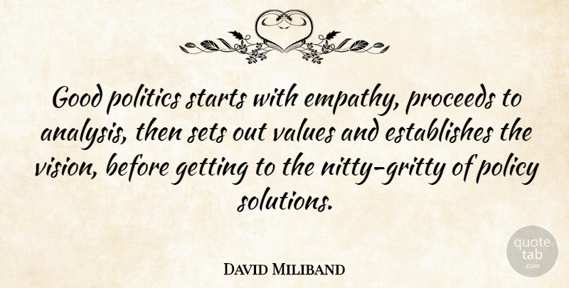 David Miliband Quote About Empathy, Vision, Analysis: Good Politics Starts With Empathy...
