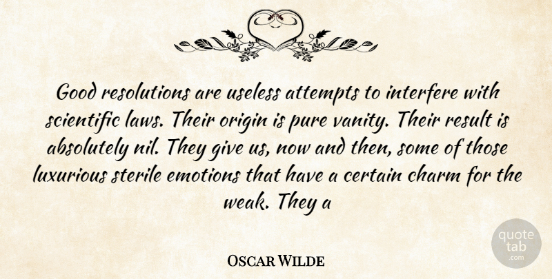 Oscar Wilde Quote About Men, Law, Vanity: Good Resolutions Are Useless Attempts...