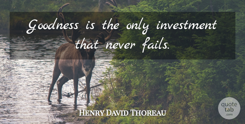 Henry David Thoreau Quote About Business, Integrity, Bad Day: Goodness Is The Only Investment...