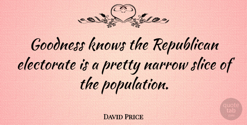 David Price Quote About Population, Republican, Goodness: Goodness Knows The Republican Electorate...