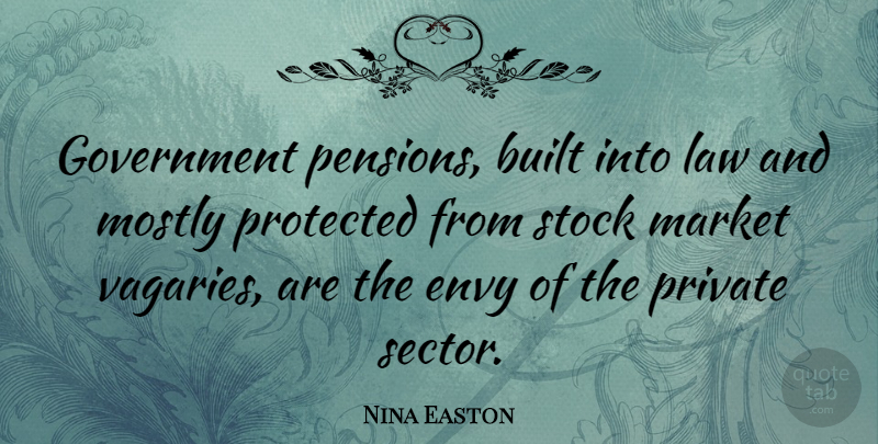 Nina Easton Quote About Built, Government, Market, Mostly, Private: Government Pensions Built Into Law...