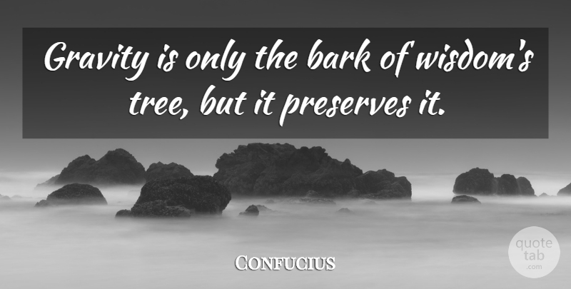Confucius Quote About Tree, Bark, Gravity: Gravity Is Only The Bark...