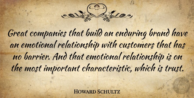 Howard Schultz Quote About Emotional, Important, Characteristics: Great Companies That Build An...