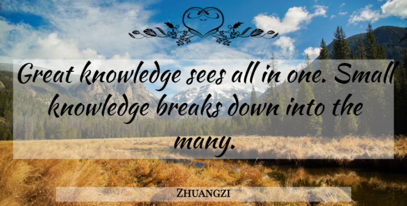 Zhuangzi Quote About Taoism, Breaking Down, Break: Great Knowledge Sees All In...