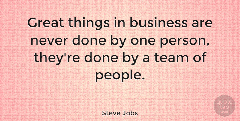 Steve Jobs Quote About Teamwork, Business, People: Great Things In Business Are...