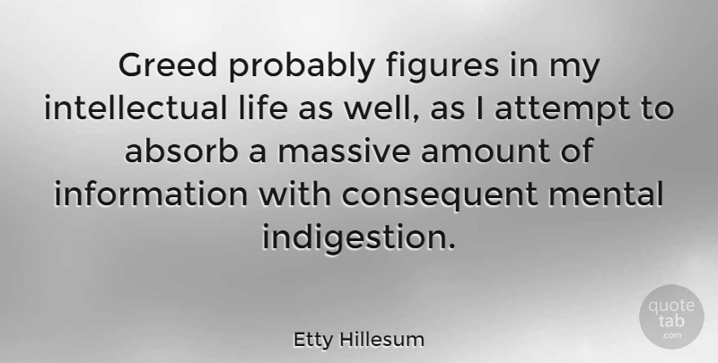 Etty Hillesum Quote About Greed, Intellectual, Information: Greed Probably Figures In My...