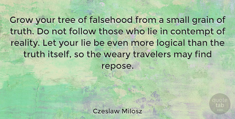 Czeslaw Milosz Quote About Lying, Reality, Tree: Grow Your Tree Of Falsehood...