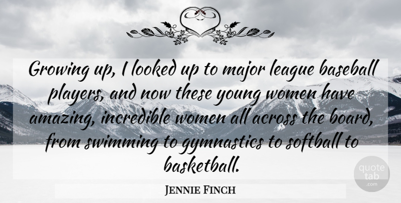 Jennie Finch Quote About Inspirational, Basketball, Softball: Growing Up I Looked Up...