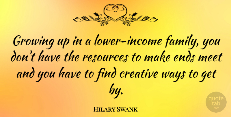 Hilary Swank Quote About Growing Up, Creative, Way: Growing Up In A Lower...