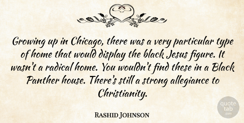 Rashid Johnson Quote About Allegiance, Display, Growing, Home, Jesus: Growing Up In Chicago There...