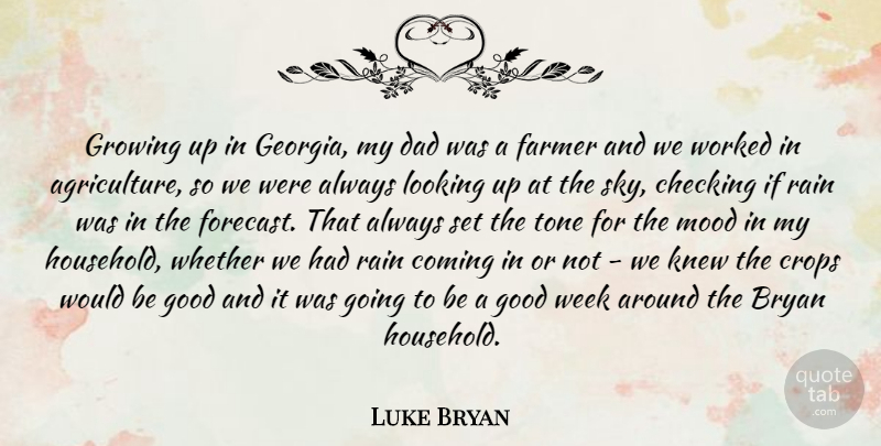 Luke Bryan Quote About Growing Up, Dad, Rain: Growing Up In Georgia My...