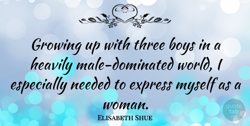 Elisabeth Shue Quote About Growing Up, Boys, World: Growing Up With Three Boys...