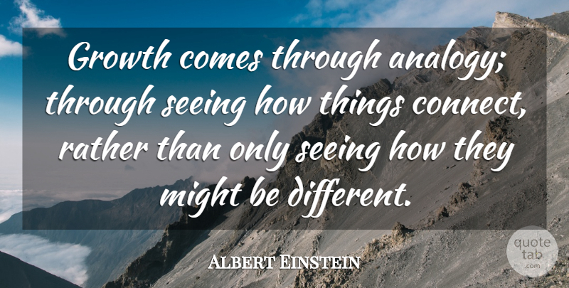 Albert Einstein Quote About Growth, Analogies, Might: Growth Comes Through Analogy Through...