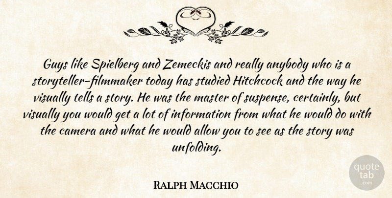 Ralph Macchio Quote About Allow, Anybody, Guys, Hitchcock, Information: Guys Like Spielberg And Zemeckis...