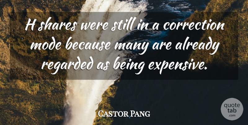 Castor Pang Quote About Correction, Mode, Regarded, Shares: H Shares Were Still In...