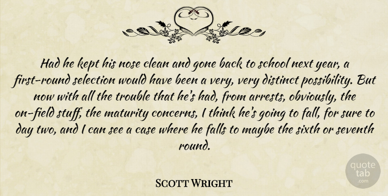 Scott Wright Quote About Case, Clean, Distinct, Falls, Gone: Had He Kept His Nose...