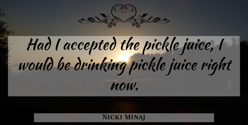 Nicki Minaj Quote About Drinking, Juice, Pickles: Had I Accepted The Pickle...