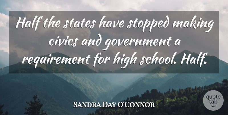Sandra Day O'Connor Quote About School, Government, Half: Half The States Have Stopped...