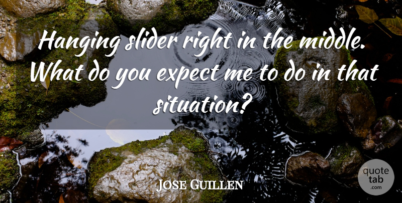 Jose Guillen Quote About Expect, Hanging, Slider: Hanging Slider Right In The...