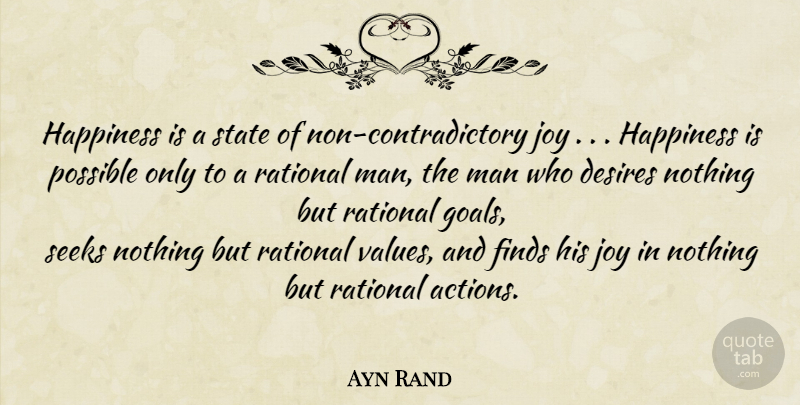 Ayn Rand Quote About Men, Goal, Joy: Happiness Is A State Of...