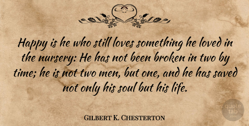 Gilbert K. Chesterton Quote About Happiness, Men, Two: Happy Is He Who Still...