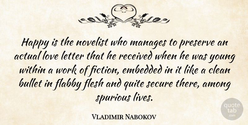 Vladimir Nabokov Quote About Fiction, Letters, Flesh: Happy Is The Novelist Who...