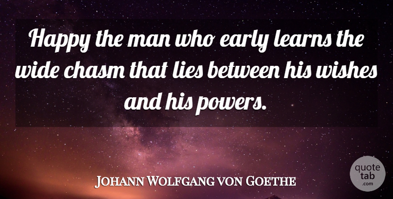 Johann Wolfgang von Goethe Quote About Lying, Men, Wish: Happy The Man Who Early...