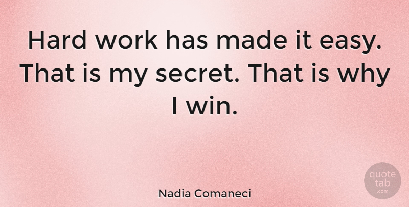 Nadia Comaneci Quote About Inspirational, Motivational, Work: Hard Work Has Made It...