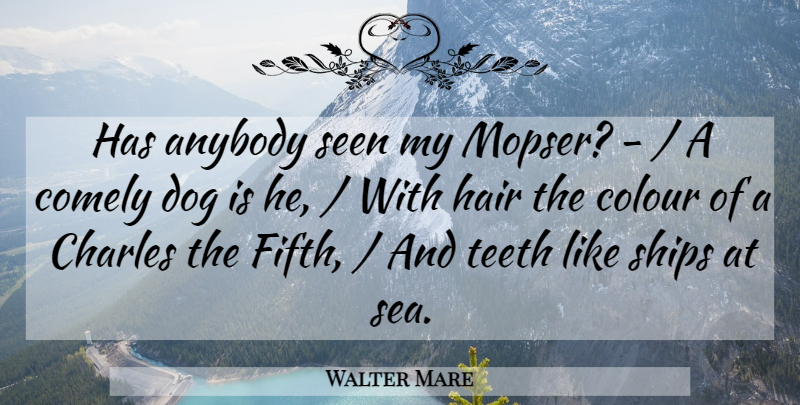 Walter Mare Quote About Anybody, Charles, Colour, Dog, Hair: Has Anybody Seen My Mopser...