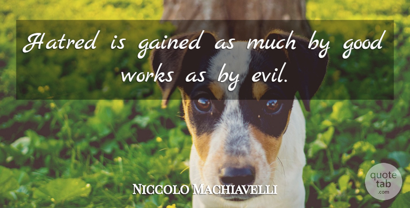 Niccolo Machiavelli Quote About Hate, Philosophical, Evil: Hatred Is Gained As Much...